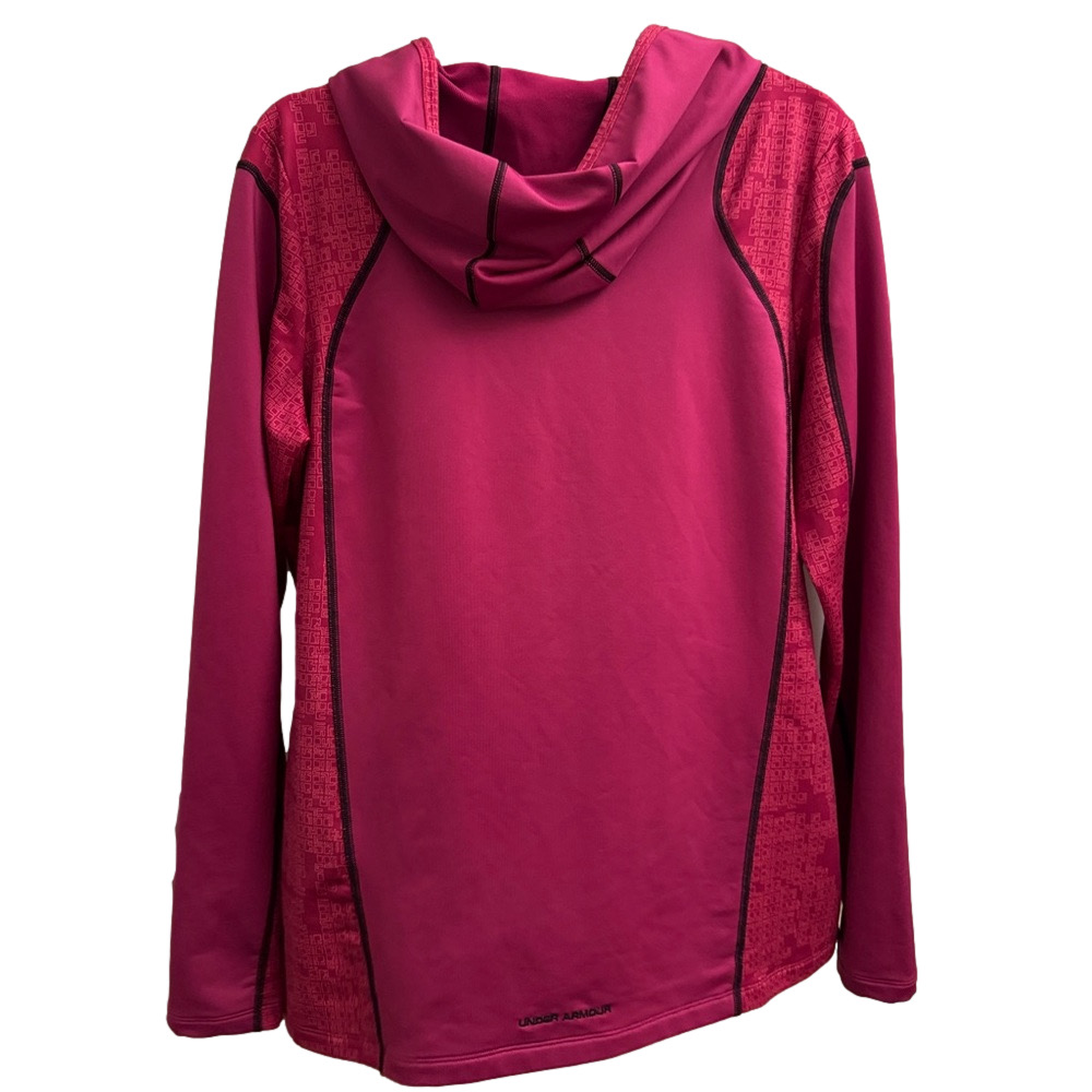 UNDER ARMOUR Pink Black Geometric coldgear Fitted Pullover Hoodie Size XL - Picture 6 of 9